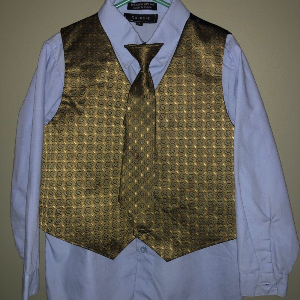 NWT boys Caldore blue & green shirt, vest & tie, 6 - Picture 2 of 4